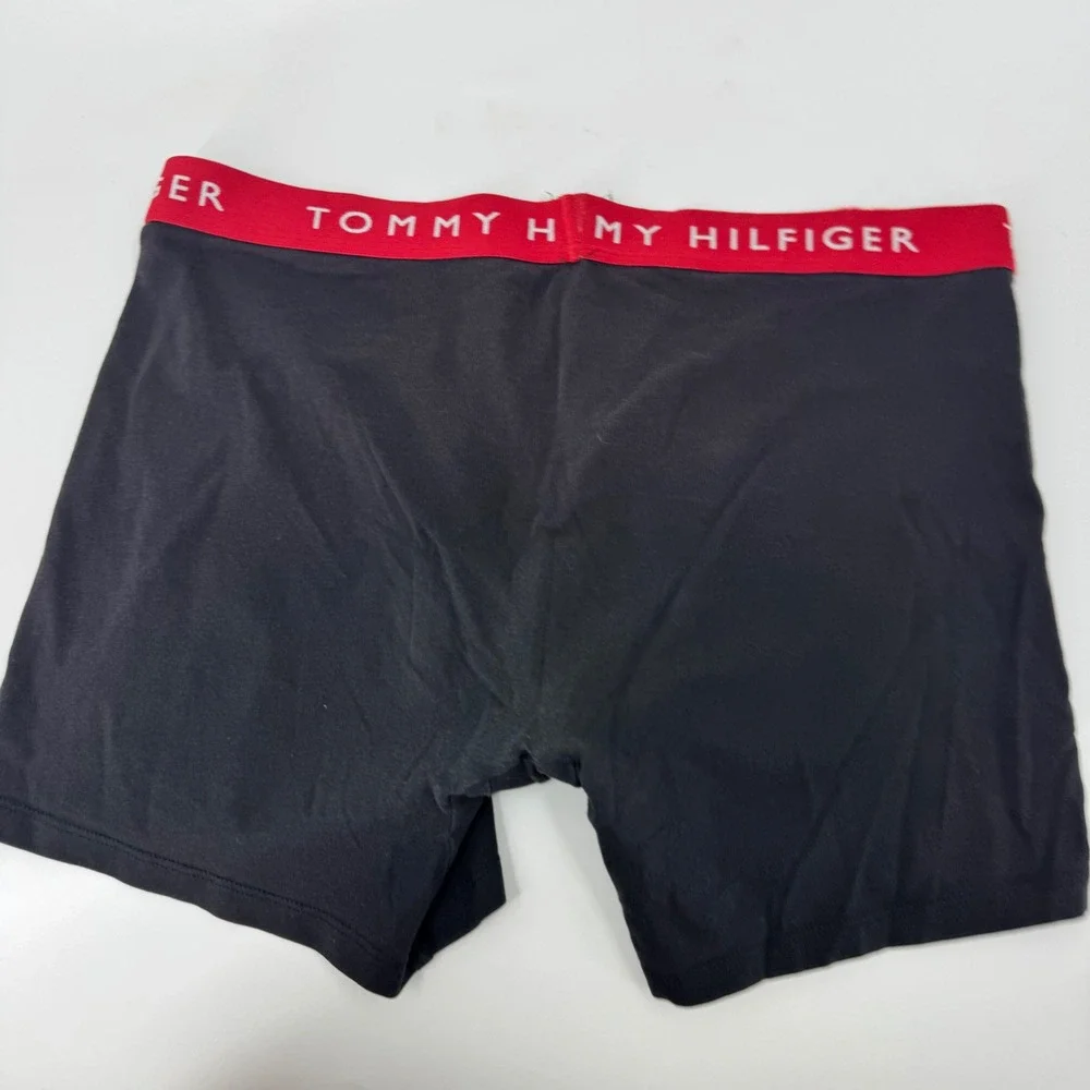 Tommy Hilfiger Mens Boxer Briefs Black‎ Red Logo Waistband Size L